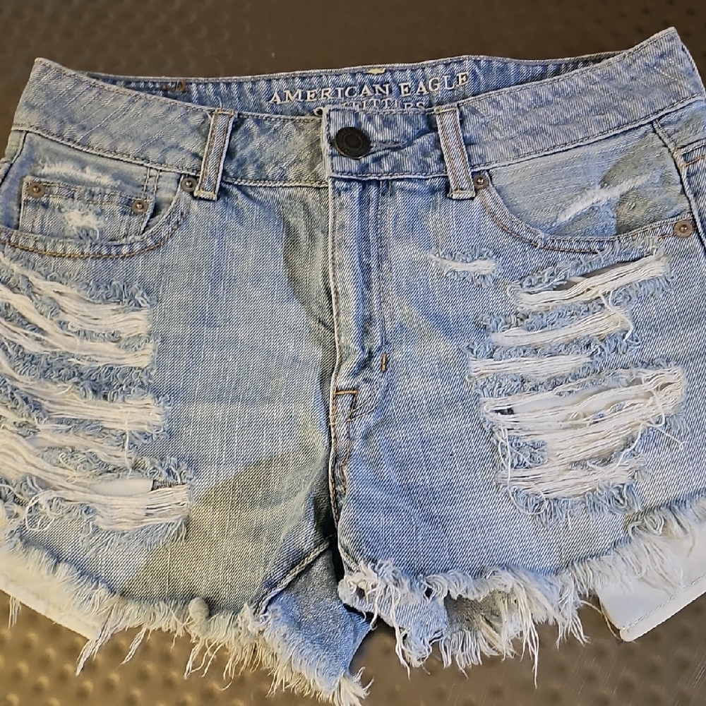 American Eagle Outfitters Light Blue Ripped Jean Shorts